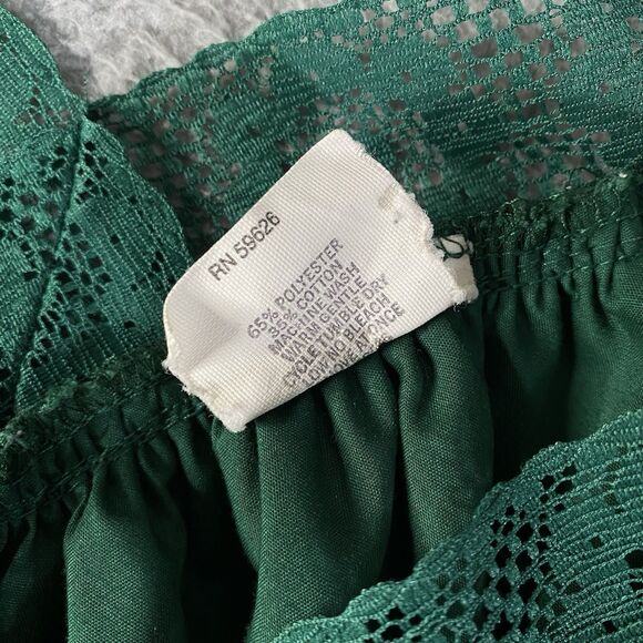 Vintage Square Up Dance Top Womens Small Green Lace Western Country Cottage USA - Picture 8 of 8